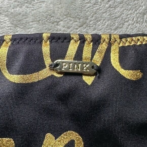 Y2K‎ Pink Victorias Secret Bikini Bottoms Women Size XS Gold Foil Metallic Glam - Picture 4 of 11